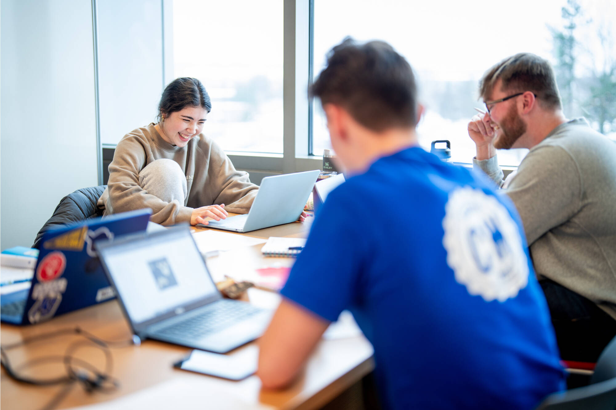 GVSU sudents studying in the library.